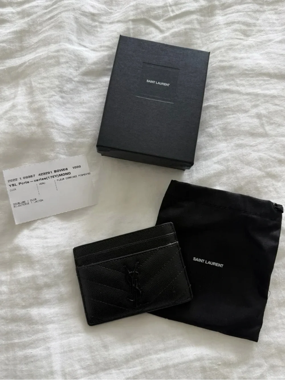 YSL Monogram Card Case in Grained Leather